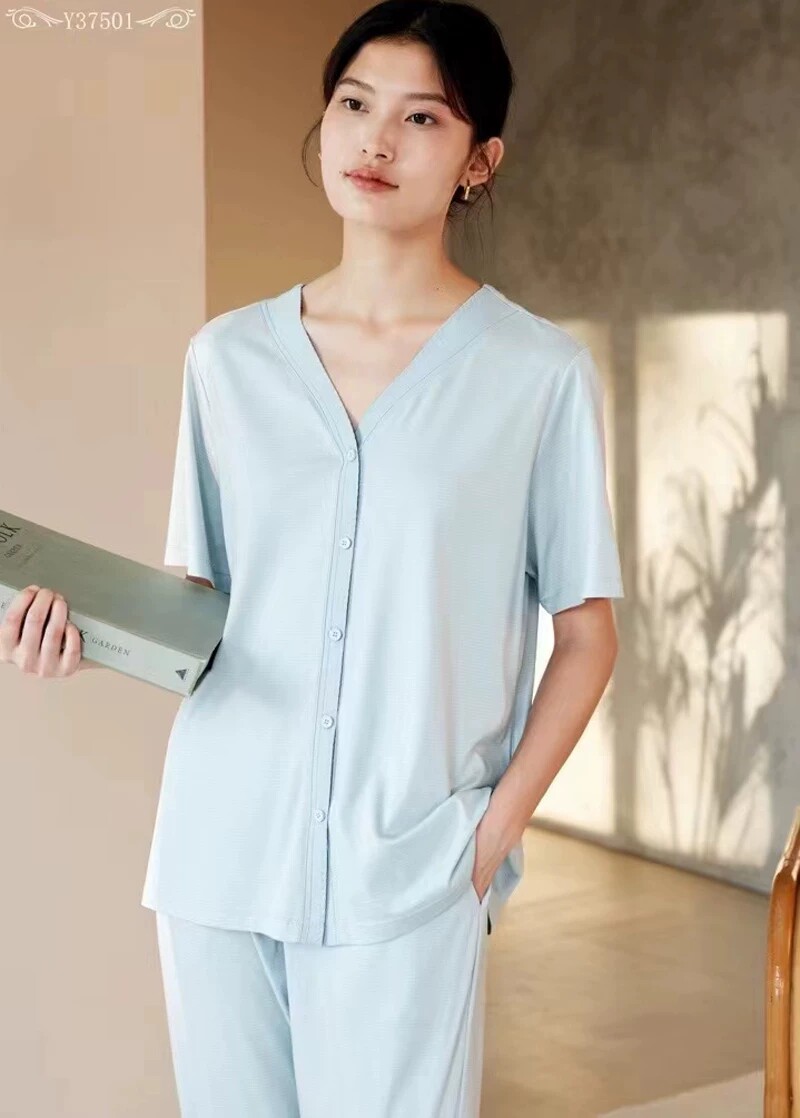 女士100%纯棉半袖睡衣御享舒适