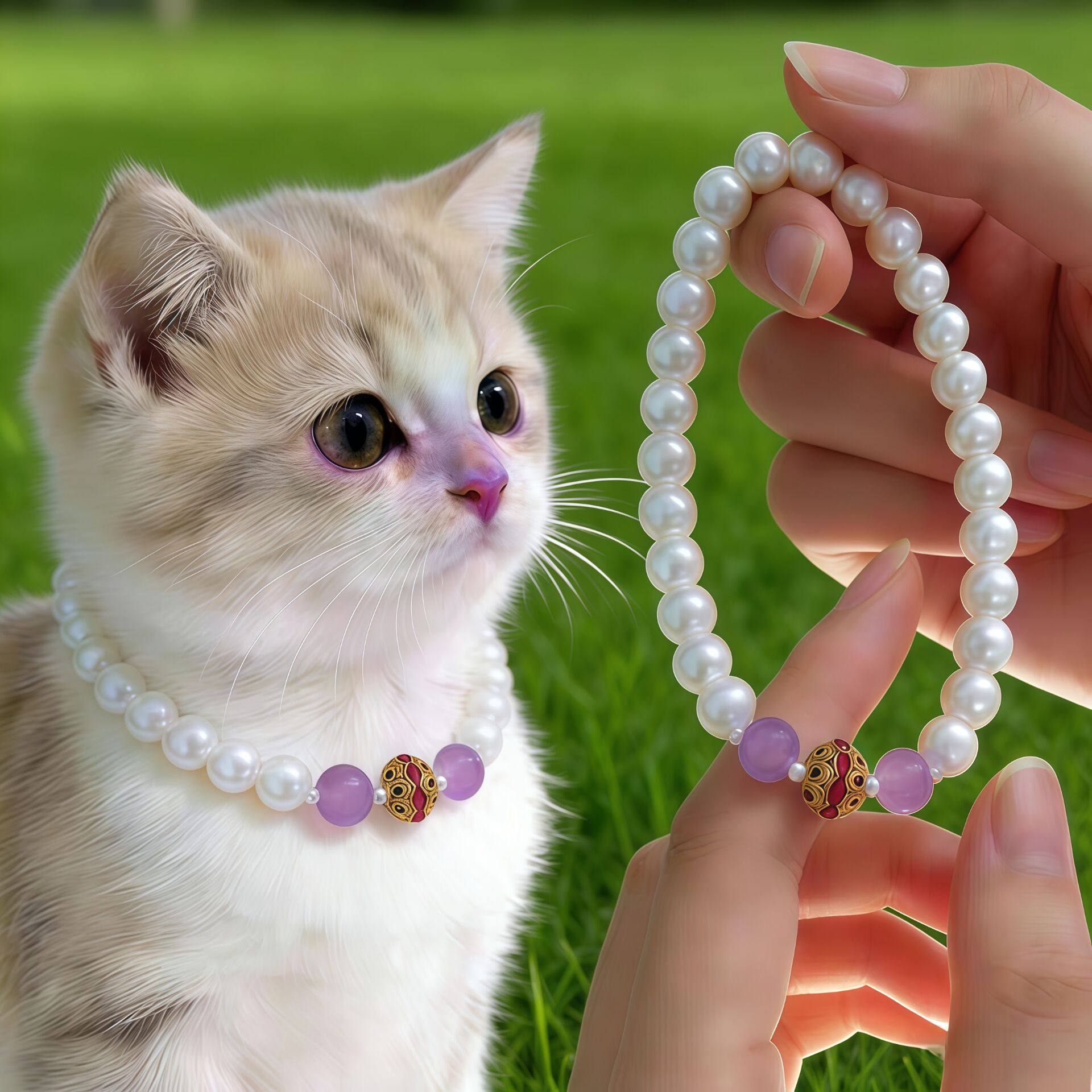 宠物小猫简约玛瑙项圈