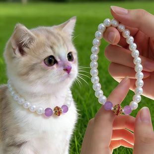 宠物小猫简约玛瑙项圈狗狗暹罗德文卷毛猫猫咪珍珠项链优雅饰品潮