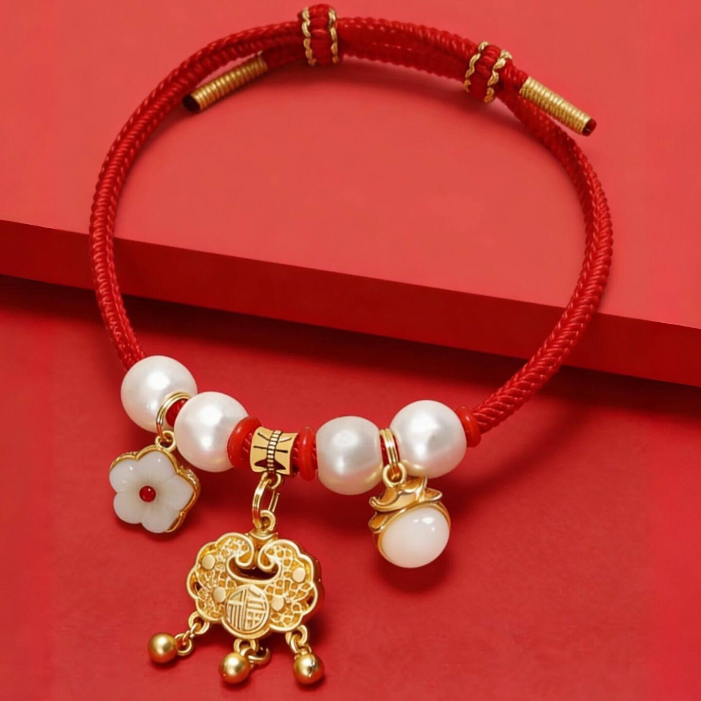 日本宠物项圈猫咪小狗狗长命锁项链小猫脖子吊坠颈饰新年红绳饰品