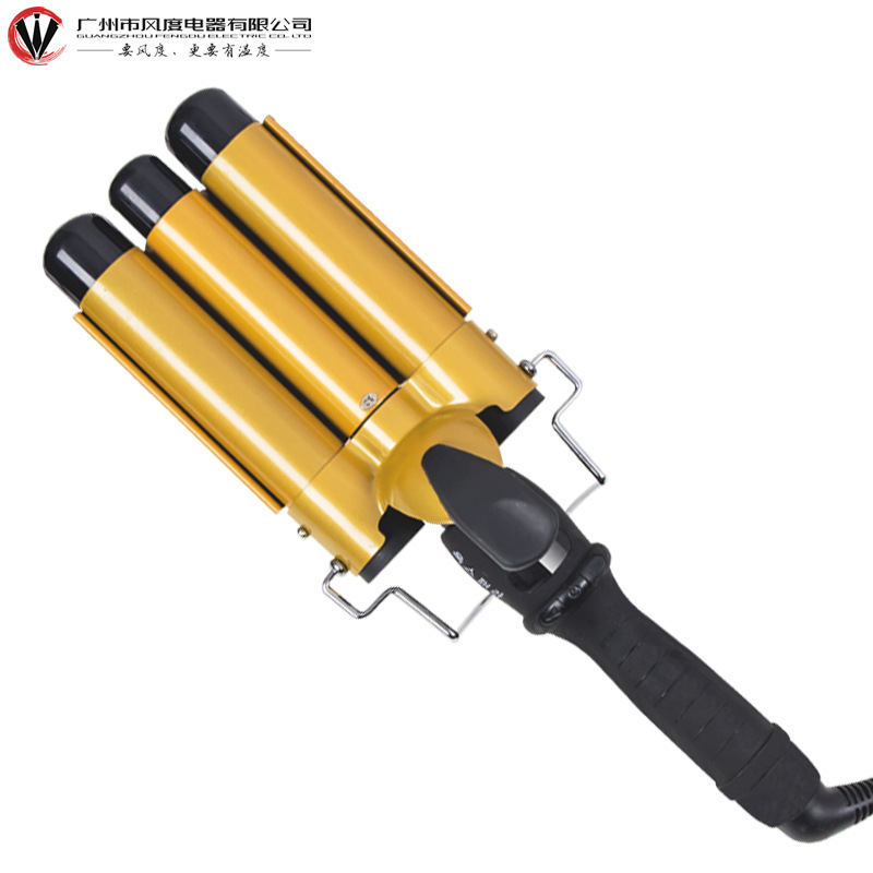 跨境外贸蛋卷棒泡面头三管卷发器水波纹小卷发棒大卷烫发器夹板