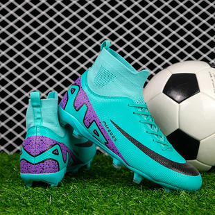 C罗刺客16高帮足球鞋男儿童男童女童成人防滑学生训练长钉AG碎钉