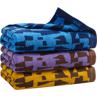 孚日洁玉纯棉几何纹浴巾柔软亲肤不掉毛全棉洗澡家用男女吸水裹巾