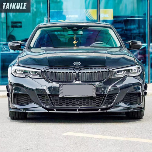 20-22年BMW 3系G20/G28前期加装VTEN前唇前风刀高品质烤漆PP前铲