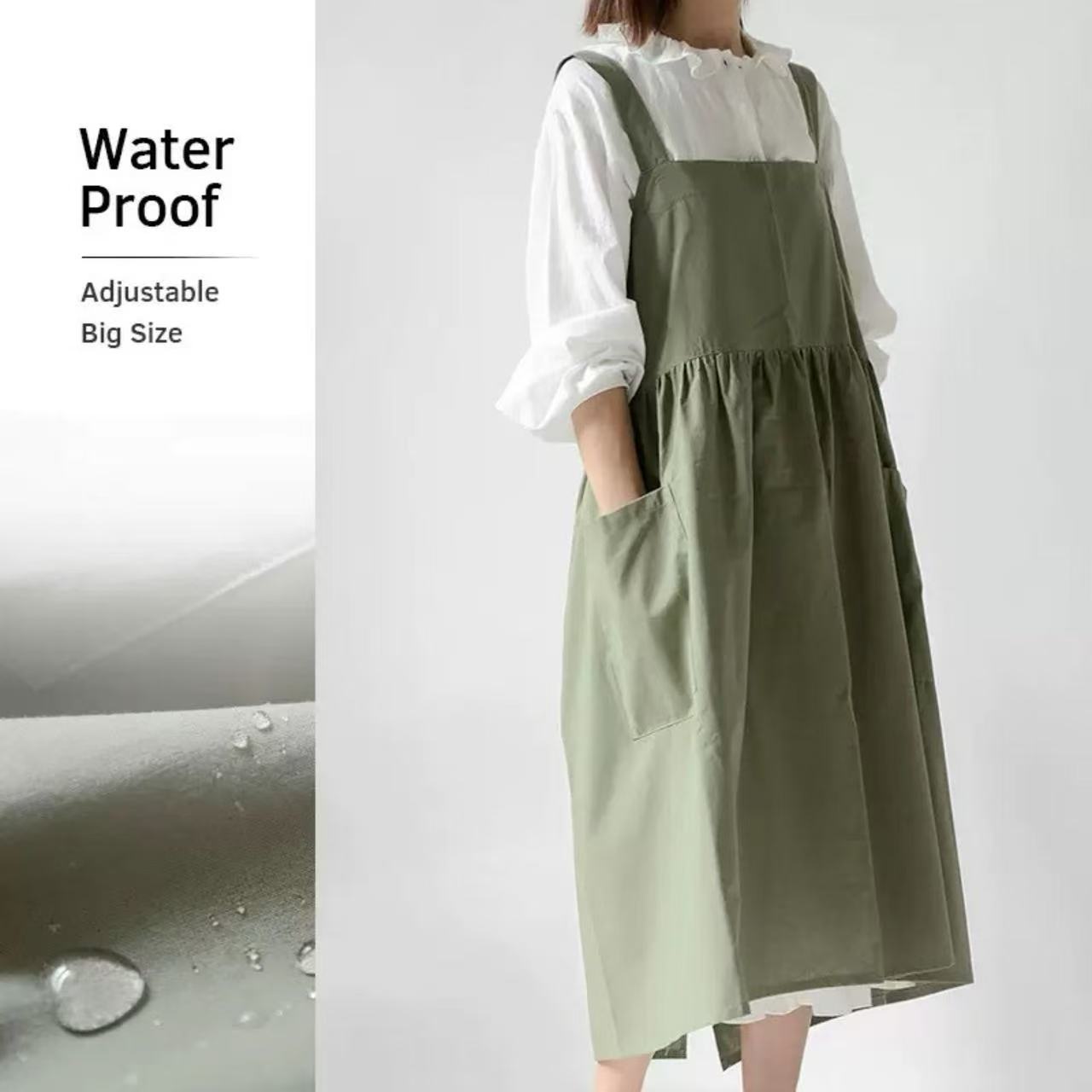 家用围裙女外贸防水韩版全棉加长广告定制棉麻厨房奶茶花店工作服