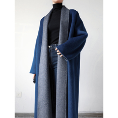 yans 秋冬  青果领浴袍系带款 oversize 宽松休闲双面羊毛大衣