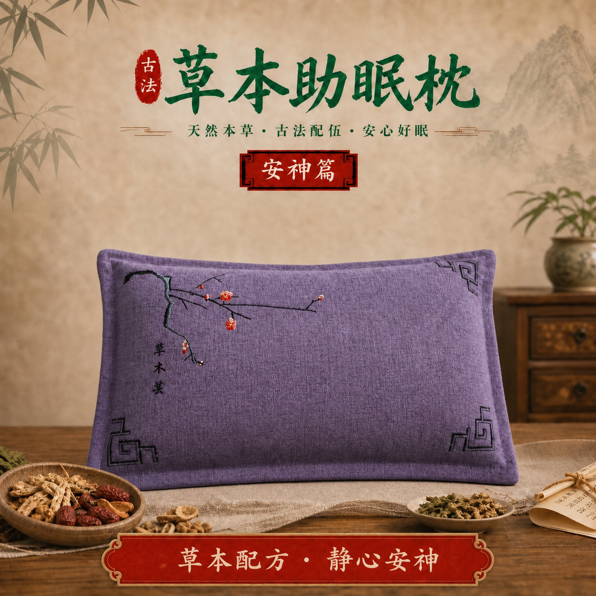 安神助睡眠决明子薰衣草荞麦枕头深度失眠中药助眠药枕老人护颈椎