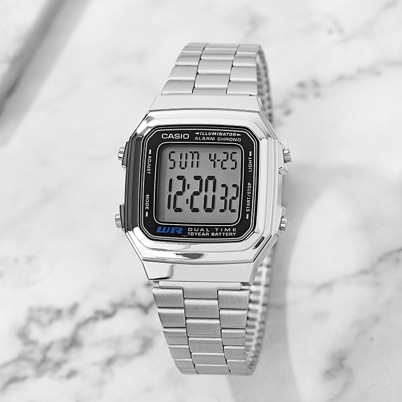 casio卡西欧手表复古金属小方块带闹钟秒表防水电子表a700w-1a