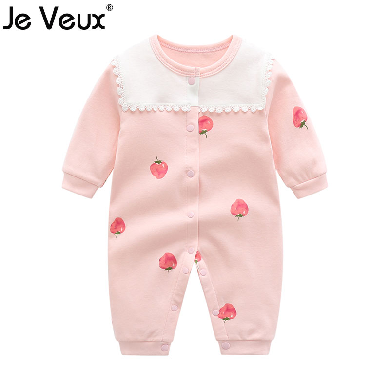 新生婴儿外出连体衣哈衣纯棉衣服春秋冬装满月女宝宝粉色爬服可爱