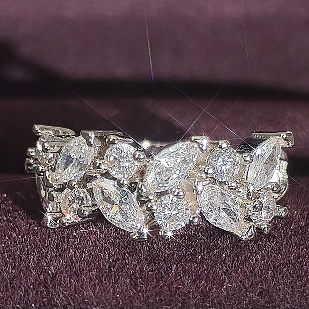 开学焕新季奢华素圈戒指锆石女小众高级感轻奢饰品r6226