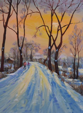 画家一手绘原创雪景抽象装饰油画作品沙发欧式客餐厅玄关壁画定制