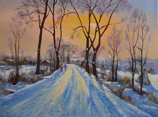 画家一手绘原创雪景抽象装饰油画作品沙发欧式客餐厅玄关壁画定制