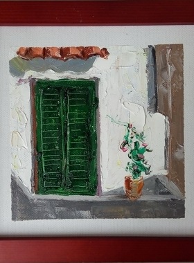 手绘原创风景自制油画作品意大利装饰画欧式客餐厅壁画原稿收藏品