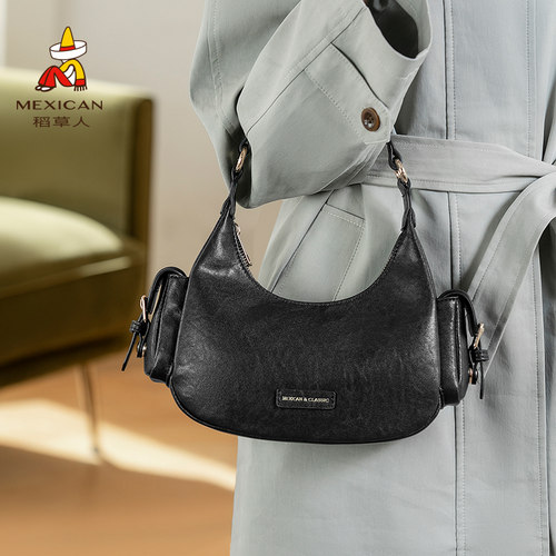 稻草人女包小众质感通勤斜挎