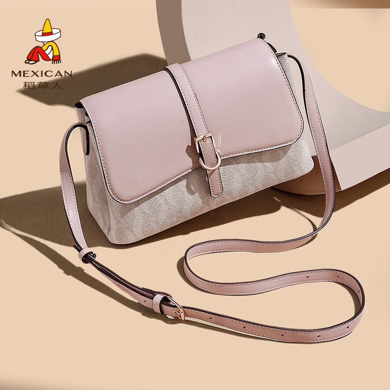 稻草人印花包包女2025新款单肩斜挎包高级感时尚通勤包大容量女包