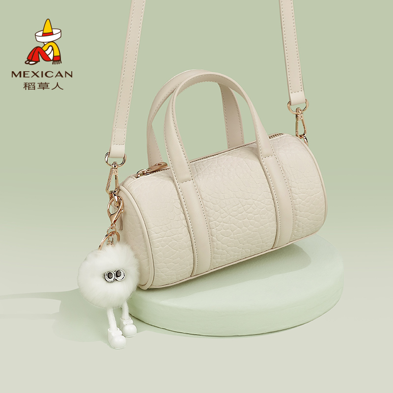 稻草人包包女士2024新款简约波士顿包时尚手提包女百搭休闲斜挎包