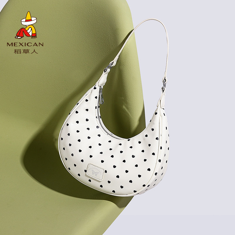 稻草人包包女2025时尚潮流单肩包韩系通勤波点腋下包百搭手拎女包