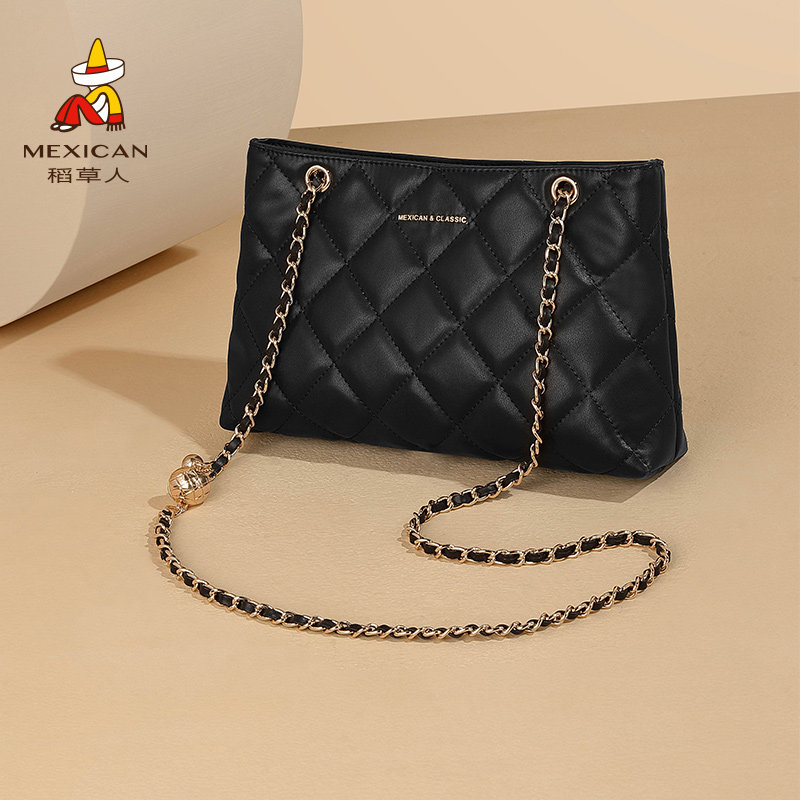 稻草人2026新款女式大容量菱格链条百搭时尚轻奢小众高级感斜挎包