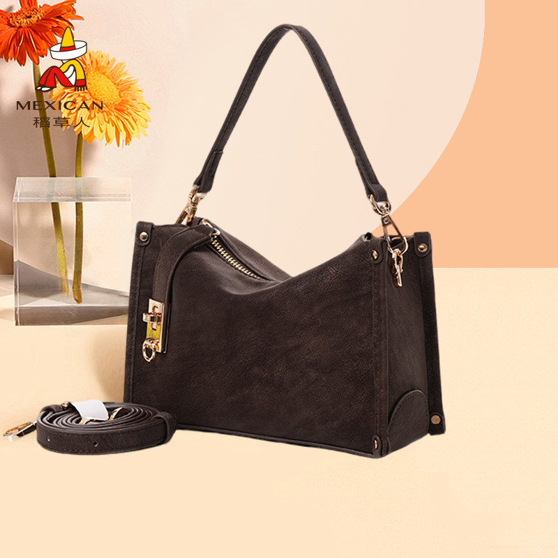 稻草人包包女士2025冬季新款复古手提包大容量通勤百搭单肩斜挎包