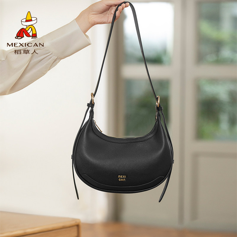 稻草人百搭腋下包包女2025新款秋冬女款单肩斜挎包小众设计马鞍包