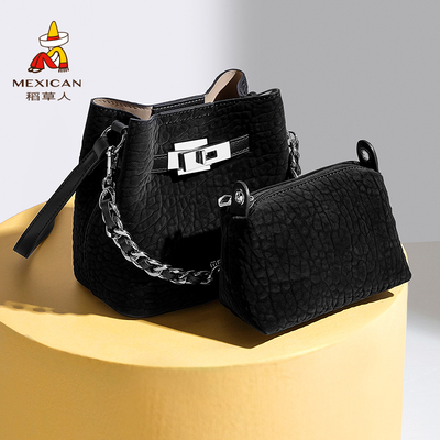 稻草人小众设计包包女式2025新款水桶包百搭时尚链条单肩包斜挎包