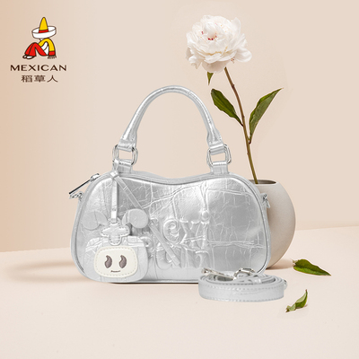 稻草人包包女式2025新款手提斜挎包高级感通勤波士顿包大容量女包