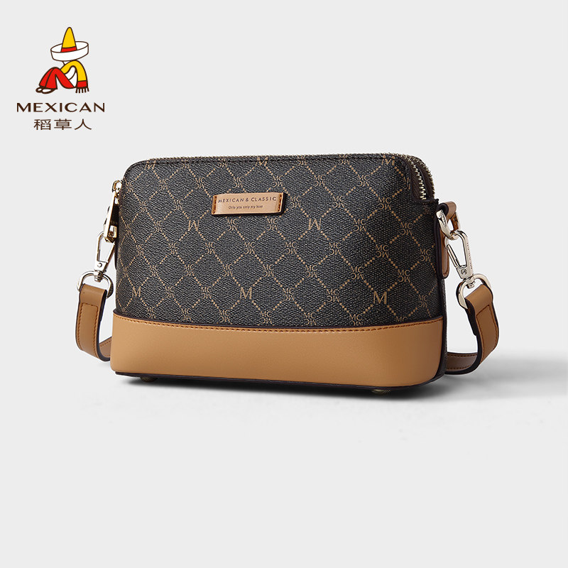 稻草人包包女时尚复古休闲单肩包高级感老花小包潮流妈妈款斜挎包