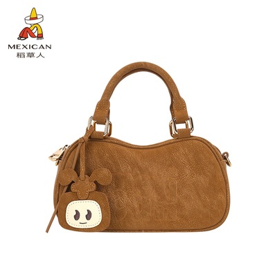 稻草人包包女新款波士顿小托特女士简约手提斜挎包包时尚通勤女包
