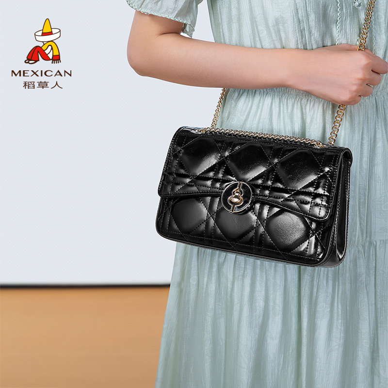 稻草人包包女士2025新款菱格小香风单肩腋下包小众设计斜挎链条包