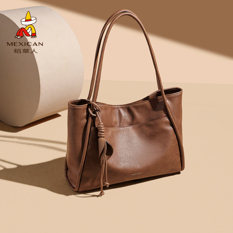 稻草人包包女2026新款大容量托特包百搭通勤单肩包简约高级感大包