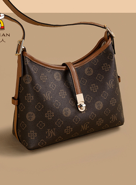 稻草人包包女新款2026秋冬实用百搭斜挎包老花通勤单肩小众腋下包