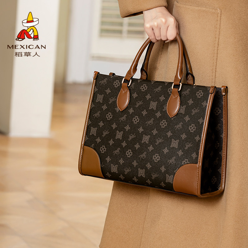 稻草人包包女式2025新款妈妈包高级感大容量单肩包老花通勤手提包,箱包皮具/热销女包/男包,通用款女包,淘宝优惠券,粉丝福利购,淘宝优惠卷