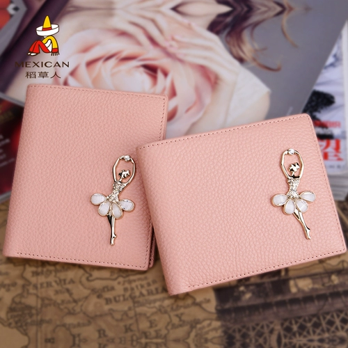 Короткий милый бумажник, кожаный кошелек, из натуральной кожи, в корейском стиле, воловья кожа