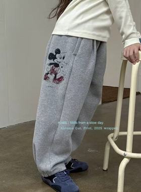 KOALA LOVE考拉2025秋冬季新款休闲百搭卡通米奇卫裤男女中大童