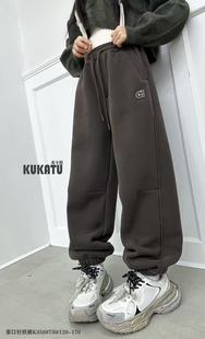 库卡图2025冬季新款一体绒裤儿童宽松裤子中大童阔腿裤