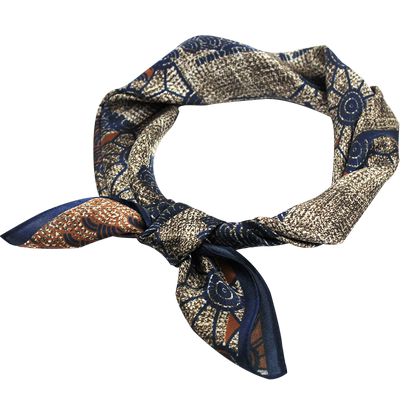 复古丹宁蓝男/女通用真丝小方巾