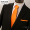 Tie+pocket towel V8118 orange yellow. The solid color tie is hand made