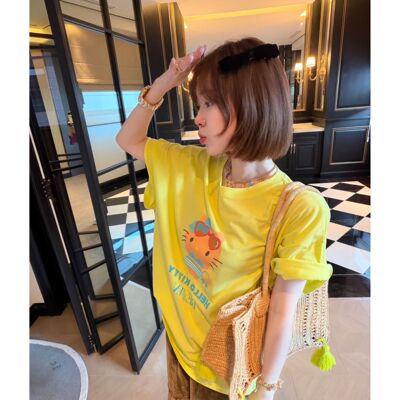 【BORAKOO】卡通kitty印花短袖T恤（衣长73）