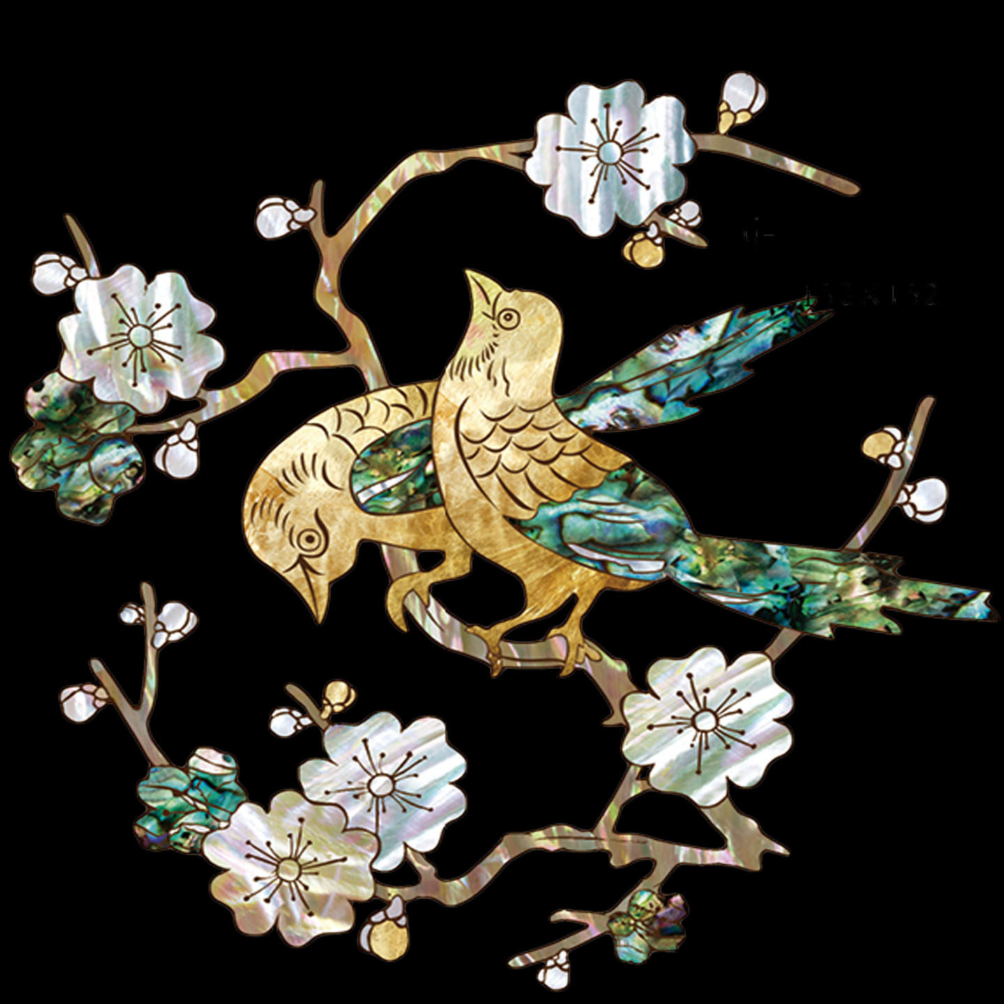 水移画贴纸仿螺钿转印贝壳中式仿古家具圆凳木盒柜子改造美化装饰