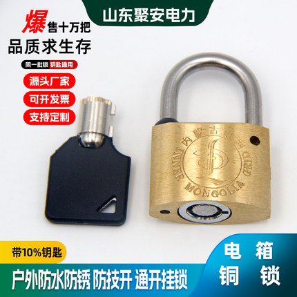 铜锁防水通用钥匙全铜锁头电力表箱锁户外锁箱变锁工程锁通开挂锁