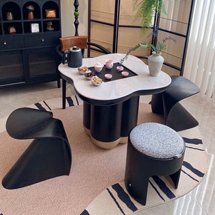 洞石小茶台2026新款高端轻奢现代高级感设计师款实木阳台茶桌家用