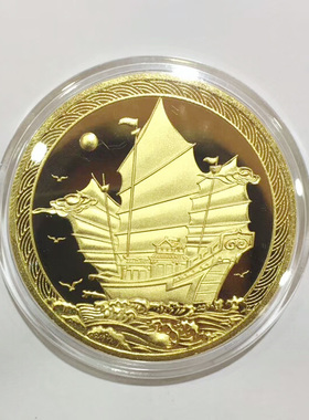 帆船招财礼品仿真铜镀金