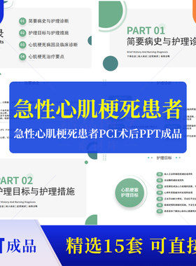 急性心肌梗死患者PCI术后PPT成品课件护理查房业务学习课件素材