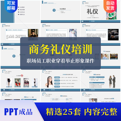 职场商务社交礼仪培训PPT模板成品 公司企业职业素养讲座课件素材
