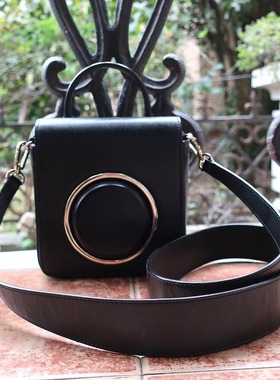 时尚翘楚E&P雅家黑色光面小牛皮定型立体设计二用超Q相机包原680