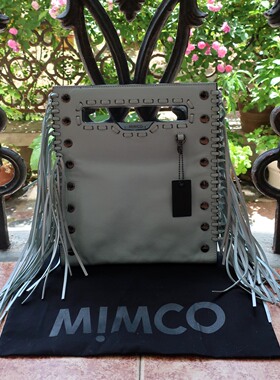 澳洲潮牌MIMCOART薄荷绿色很有艺术感的流苏设计头层牛皮手提包