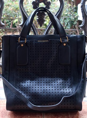 福利KD Brooklyn Peggy Leather Tote黑色头层牛皮二用竖款托特包