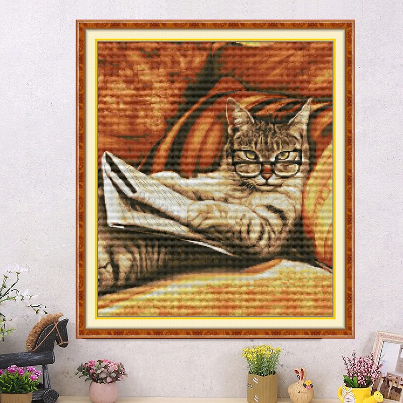 自己绣学问猫十字绣可爱猫咪2026新款手工刺绣满绣小格招贴猫线绣