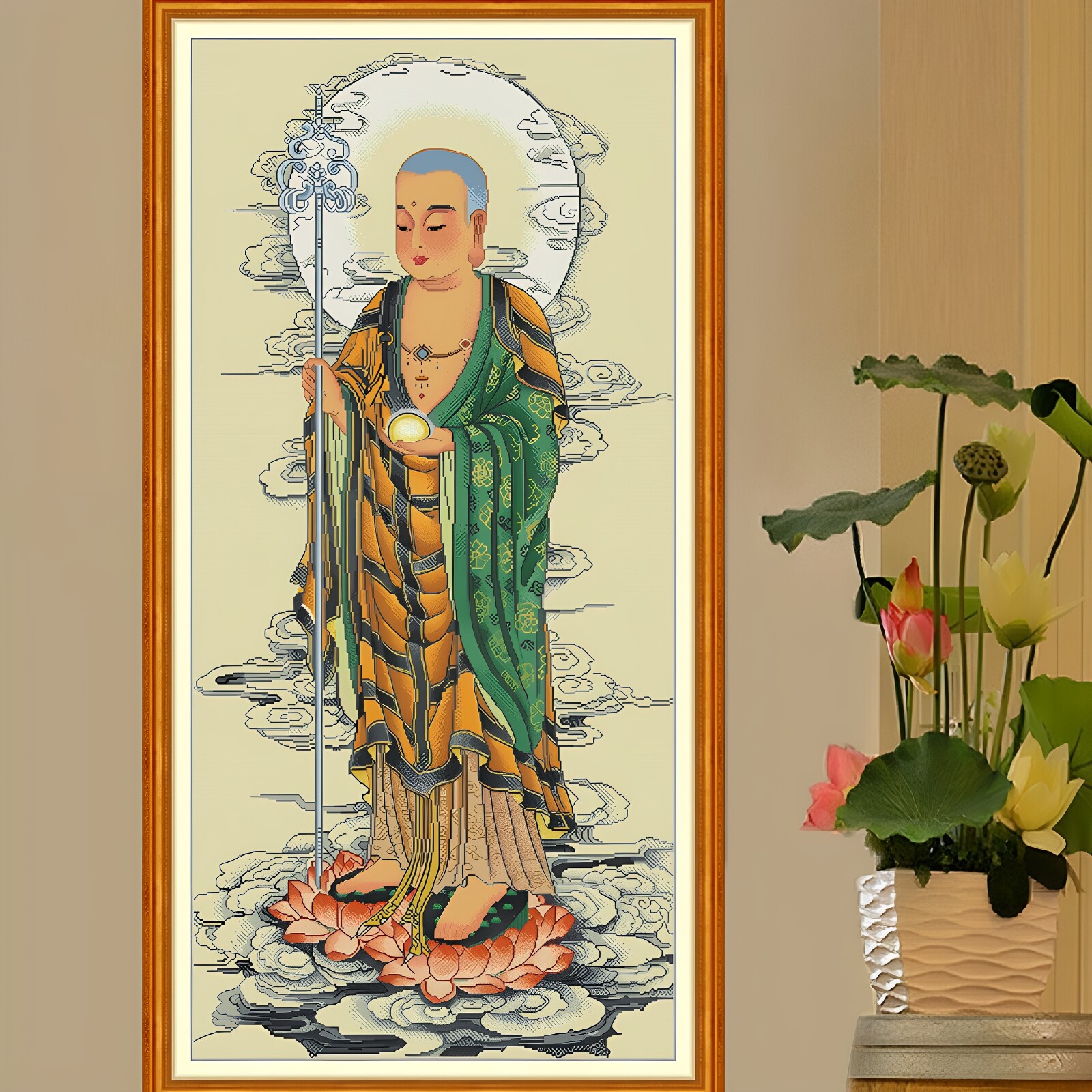 南无地藏王菩萨线绣站立佛像新款