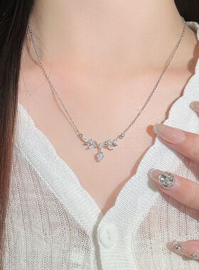 时尚潮流饰品锁骨女花枝饰品批发链新款幸运百搭个性项链闪钻爱心